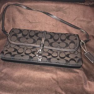 Black Coach Fabric Shoulder Pouch